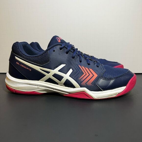 Womens ASICS Gel Dedicate 5 Navy Blue Running Shoes / Size 10 - Picture 2 of 10